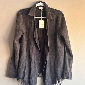 Hem & thread- Elegant Brown Fringed Women's Jacket in size Small